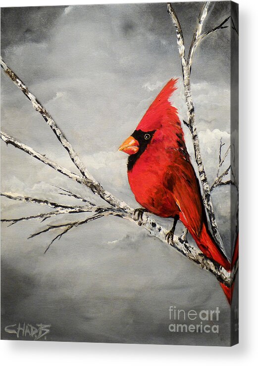 Cardinal Acrylic Print featuring the painting Family Man by Chad Berglund