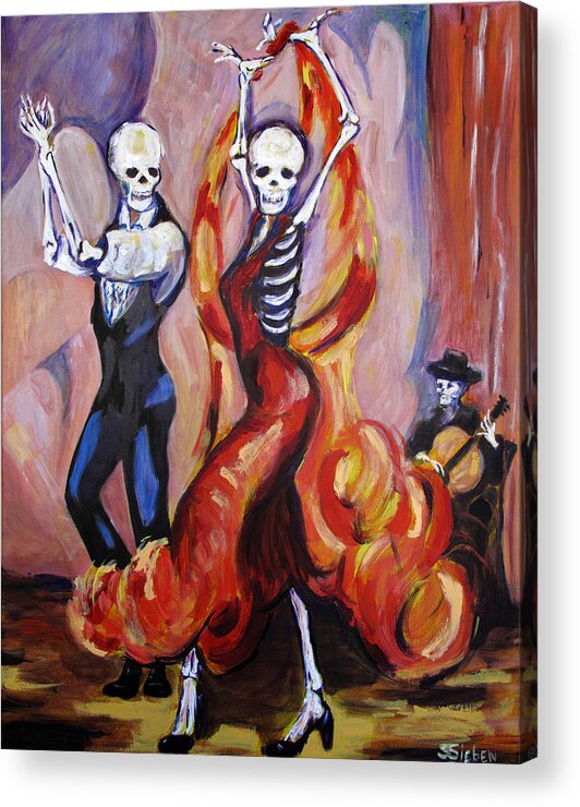Dia De Los Muertos Acrylic Print featuring the painting Flamenco Dancers by Sharon Sieben