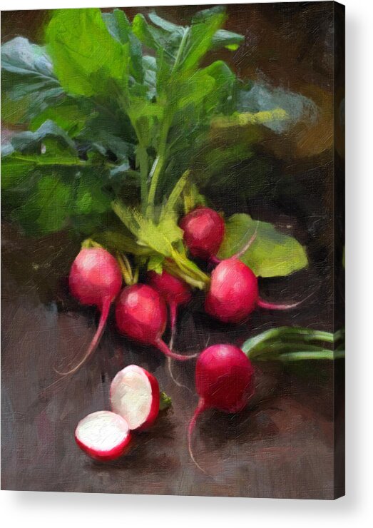 Radishes Acrylic Print featuring the painting Fresh Radishes by Robert Papp