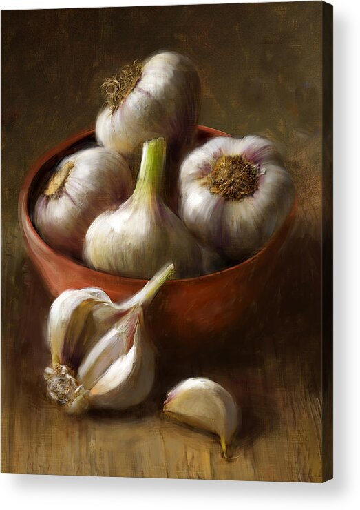 Garlic Acrylic Print featuring the painting Garlic by Robert Papp