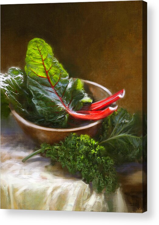Vegetables Acrylic Print featuring the painting Hearty Greens by Robert Papp