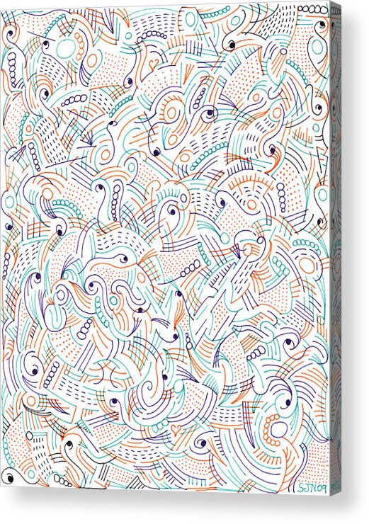 Mazes Acrylic Print featuring the drawing Imagine by Steven Natanson