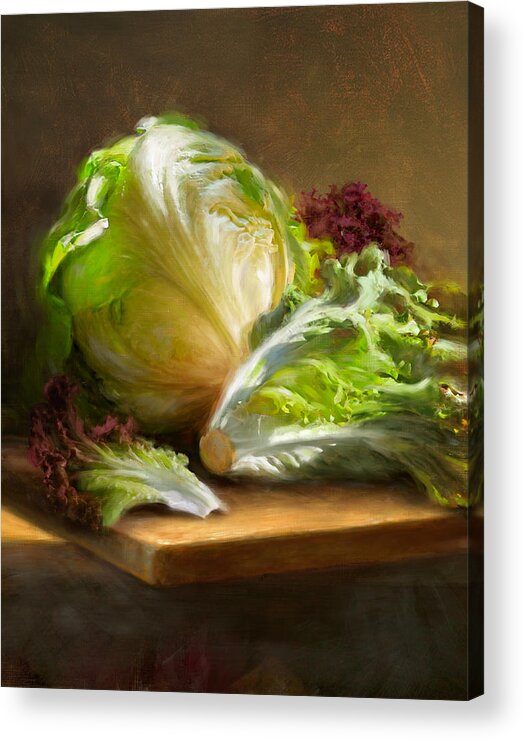 Lettuce Acrylic Print featuring the painting Lettuce by Robert Papp