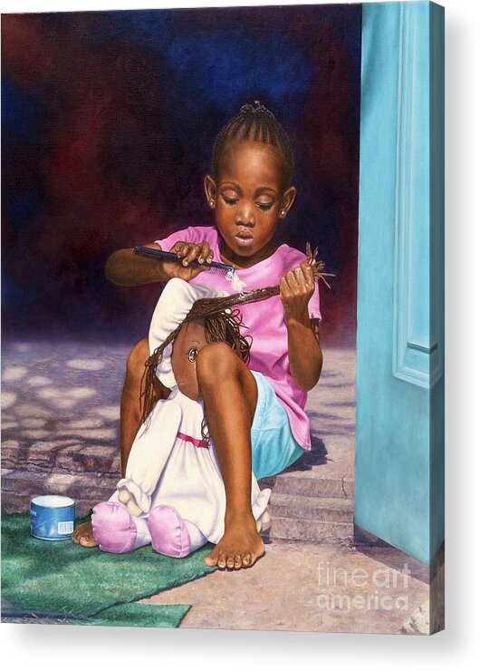  Acrylic Print featuring the painting Lil Hairdresser by Nicole Minnis