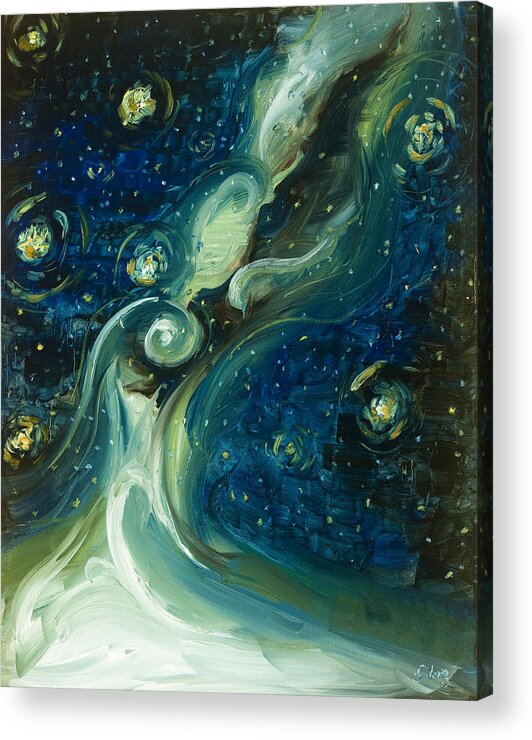 Milky Way Acrylic Print featuring the painting Liquid Galaxy by Carlos Flores
