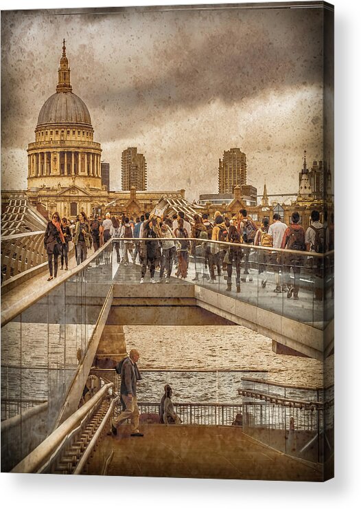 England Acrylic Print featuring the photograph London, England - Millennium Bridge II by Mark Forte