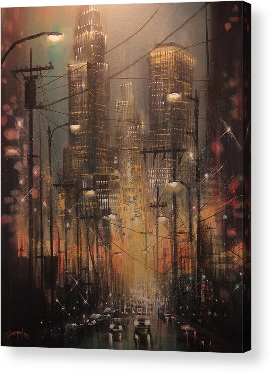 Chicago Acrylic Print featuring the painting Power Center by Tom Shropshire