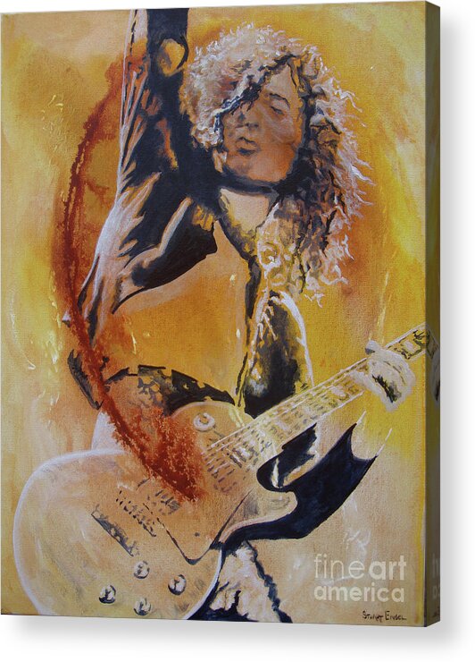 Led Zeppelin Acrylic Print featuring the painting Power Chord by Stuart Engel
