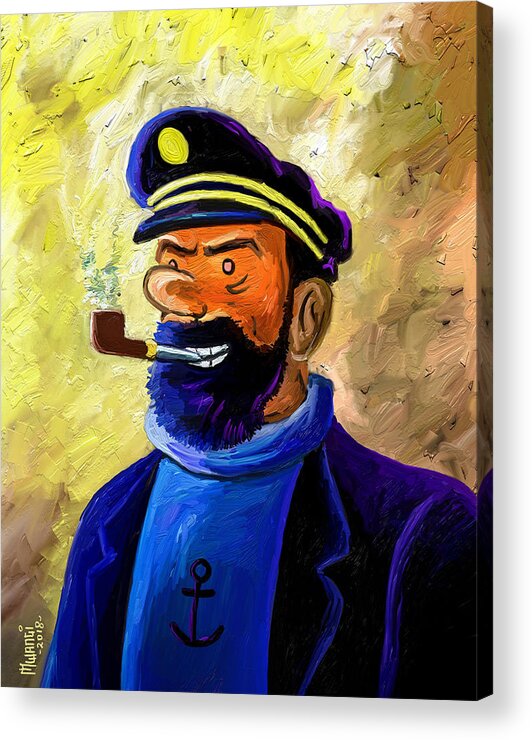 Tintin Acrylic Print featuring the painting Old Sea Dog by Anthony Mwangi