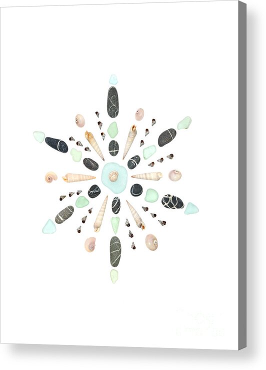 Shell Art Acrylic Print featuring the photograph Seashell Snowflake 5 by Jennifer Booher