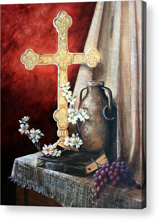 Cross Acrylic Print featuring the painting Survey the Wonderous Cross by Cynara Shelton