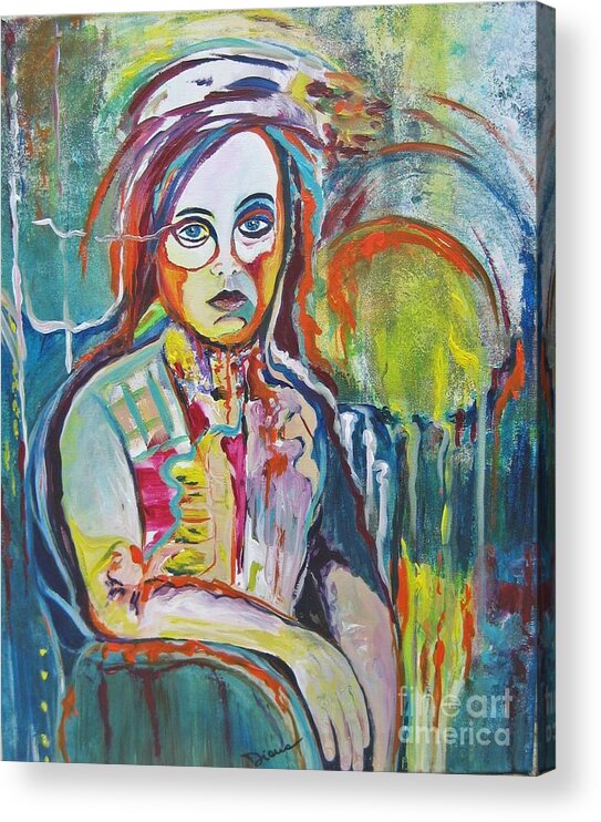 Woman Acrylic Print featuring the painting The Show must go on by Diana Bursztein