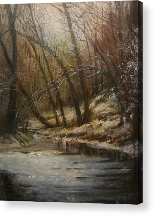 Forest Nymph Acrylic Print featuring the painting Thin Ice by Tom Shropshire