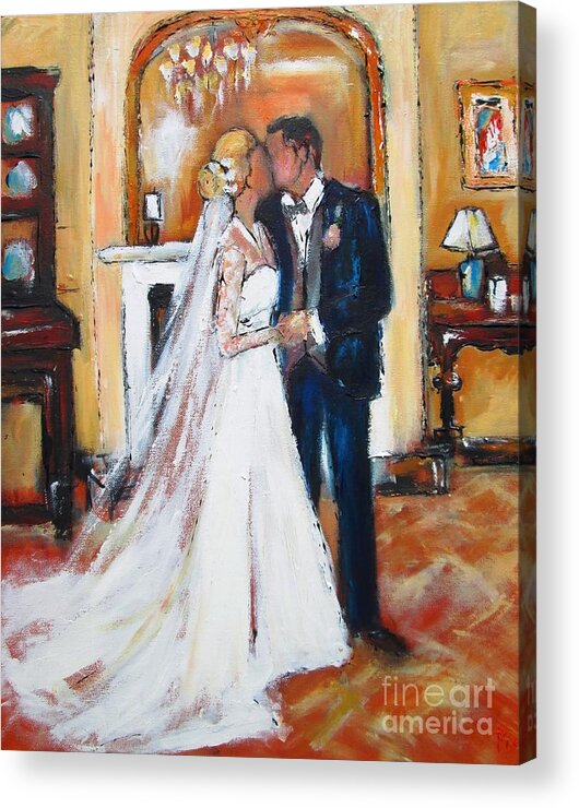 Wedding Art Acrylic Print featuring the painting Wedding Portrait Art And Paintings 2016 by Mary Cahalan Lee - aka PIXI