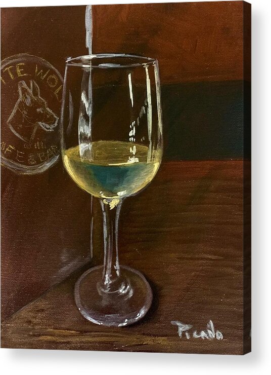 Reflections Acrylic Print featuring the painting White Wolf Chardonnay by Holly Picano