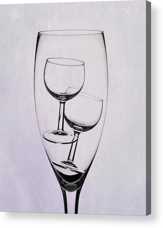 Wine Acrylic Print featuring the photograph Wineglass Trio by Tom Mc Nemar