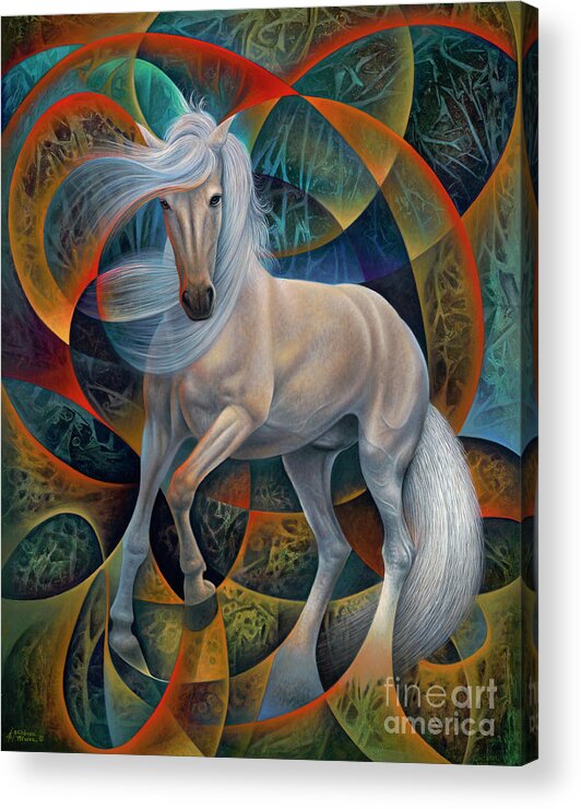 Horse Acrylic Print featuring the painting Dynamic Stallion by Ricardo Chavez-Mendez