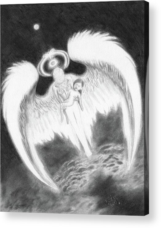 Angel Acrylic Print featuring the drawing Reunited - Artwork by Ryan Nieves