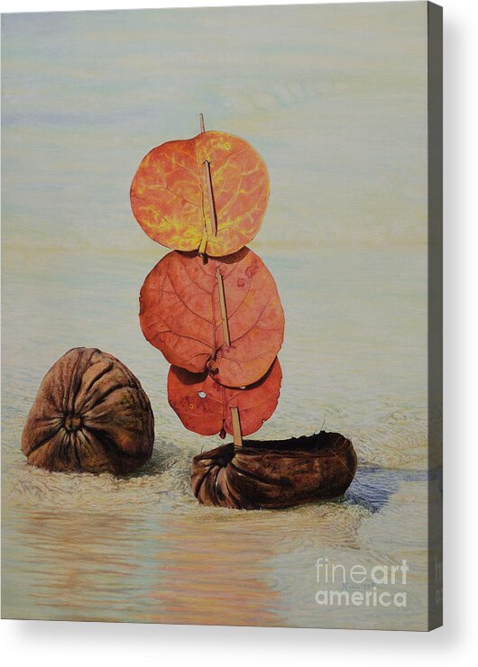Still Life Acrylic Print featuring the painting Sea Grape Sails by Nicole Minnis
