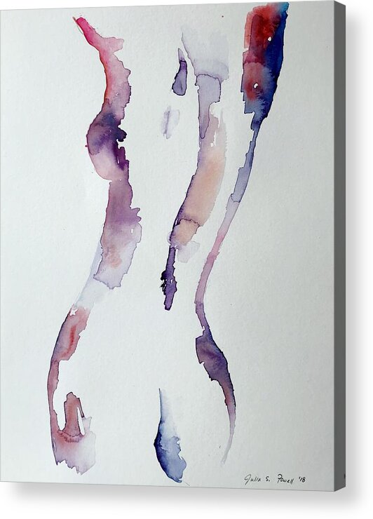 Minimalist Nude Acrylic Print featuring the painting Self Portrait #3 by Julia S Powell