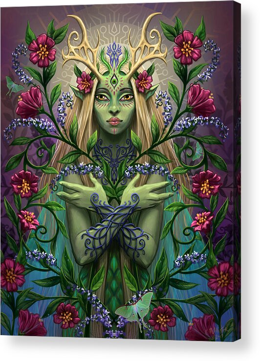 Fairy Acrylic Print featuring the painting Twilight Garden by Cristina McAllister