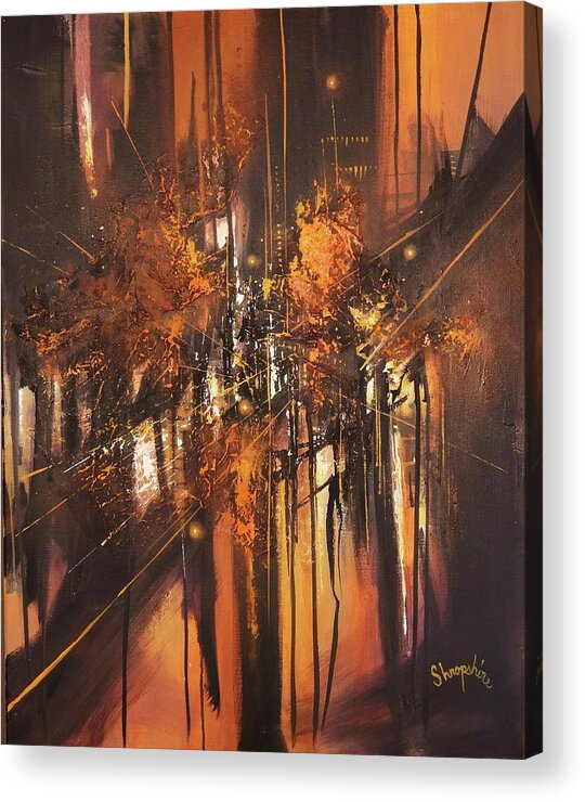Abstract Acrylic Print featuring the painting Urban Nocturne by Tom Shropshire