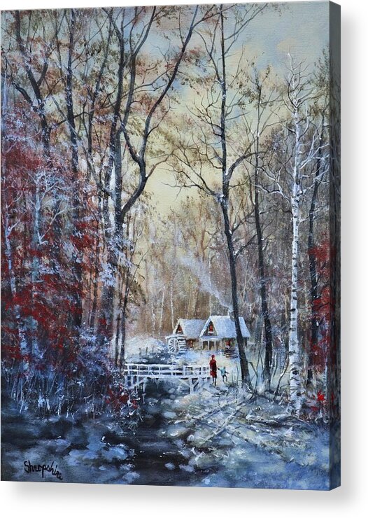 Currier And Ives Acrylic Print featuring the painting Classic Snow Scene by Tom Shropshire