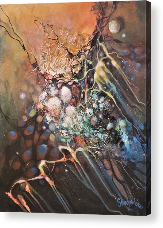 Abstract Acrylic Print featuring the painting Molecular Response by Tom Shropshire