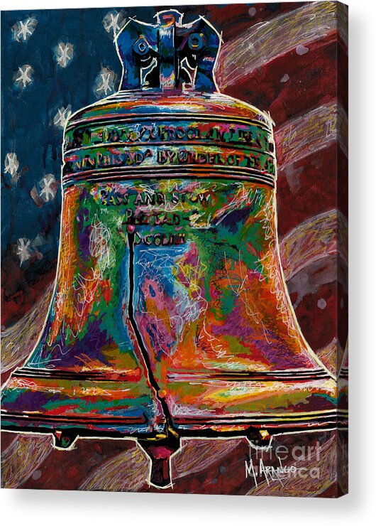 Liberty Bell Acrylic Print featuring the painting The Liberty Bell by Maria Arango