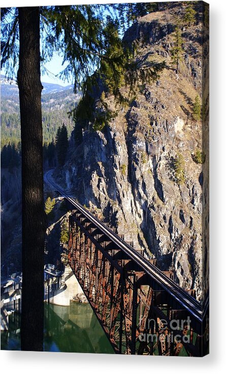 Box Canyon Dam Acrylic Print featuring the photograph Box Canyon Dam RailRoad Crossing by Loni Collins
