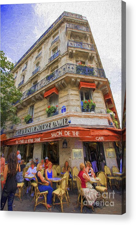 Cafe Acrylic Print featuring the photograph Cafe in Notre Dame Paris by Sheila Smart Fine Art Photography