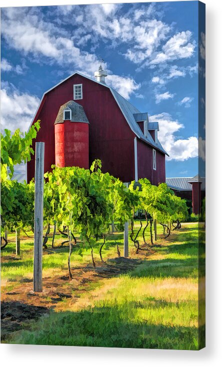 Door County Acrylic Print featuring the painting Door County Cherry Orchard and Vineyard by Christopher Arndt