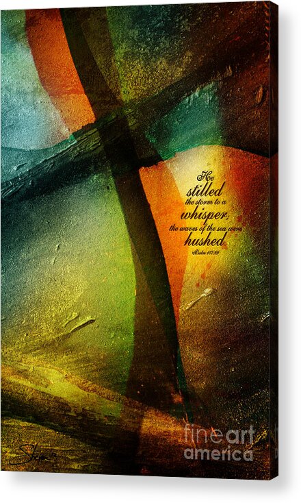 Matthew 8 Acrylic Print featuring the mixed media Even the Winds and Waves Obey Him - Verse by Shevon Johnson