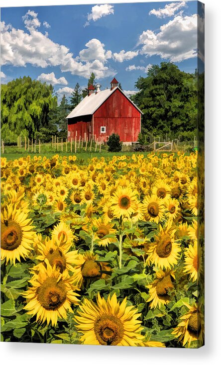 Door County Acrylic Print featuring the painting Field of Sunflowers by Christopher Arndt