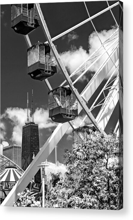 Chicago Acrylic Print featuring the photograph Navy Pier Ferris Wheel Black and White by Christopher Arndt