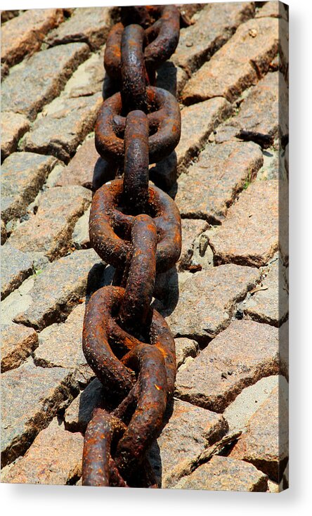 Steel Chains Acrylic Print featuring the photograph Of Steel and Granite by John Freidenberg