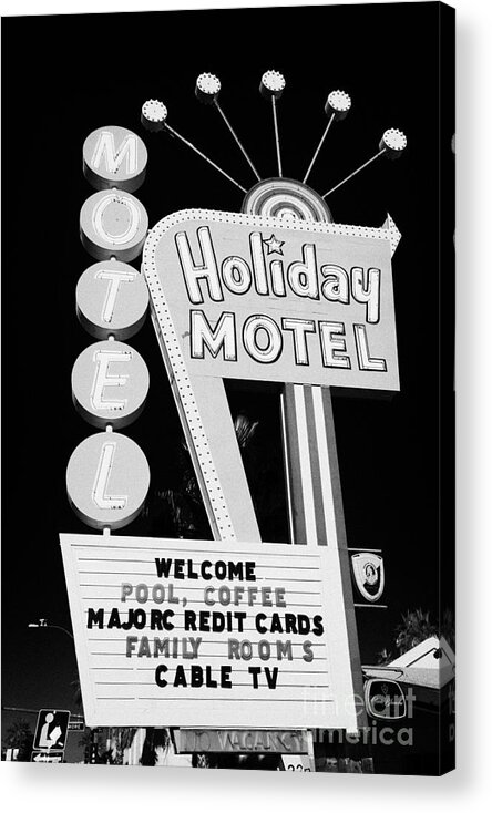old sign for holiday motel Las Vegas Nevada USA Acrylic Print