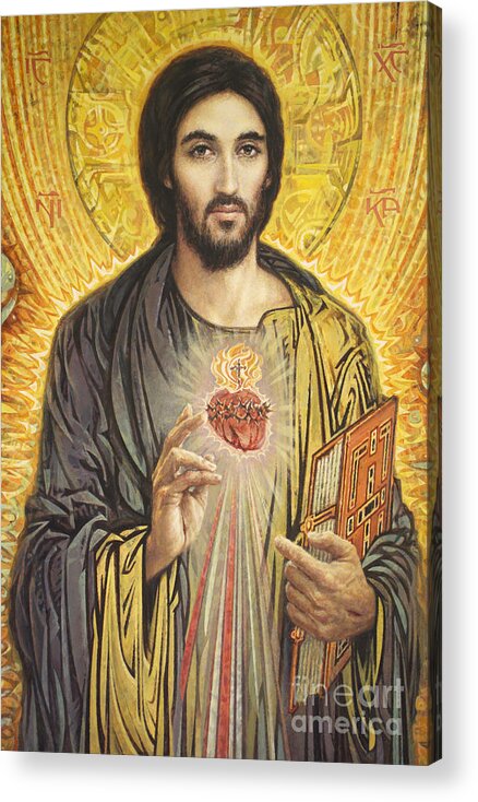 Sacred Heart Of Jesus Acrylic Print featuring the painting Sacred Heart of Jesus olmc by Smith Catholic Art