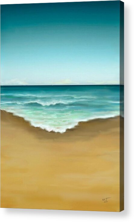 Abstract Acrylic Print featuring the painting Semi Abstract Beach Panel Two by Stephen Jorgensen