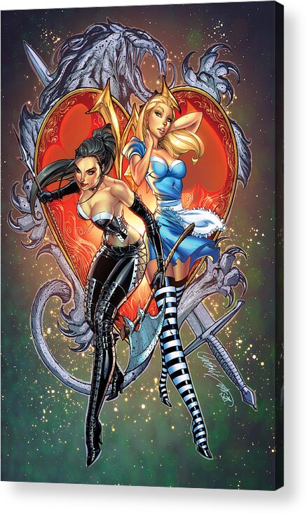 Grimm Fairy Tales Acrylic Print featuring the drawing Wonderland Alice and Calie by Zenescope Entertainment