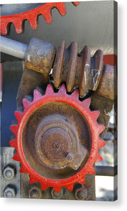 Detail Acrylic Print featuring the photograph Gears of Restored Steam Tractor by Mick Anderson