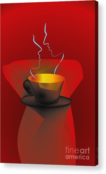 Digital Art Acrylic Print featuring the digital art Hot Coffee by Leo Symon