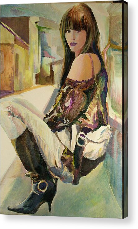Fashion Acrylic Print featuring the painting Pania Rose by Jean-Marc Robert
