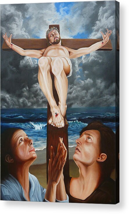 Christ Acrylic Print featuring the painting Behold Your Son by Vic Ritchey