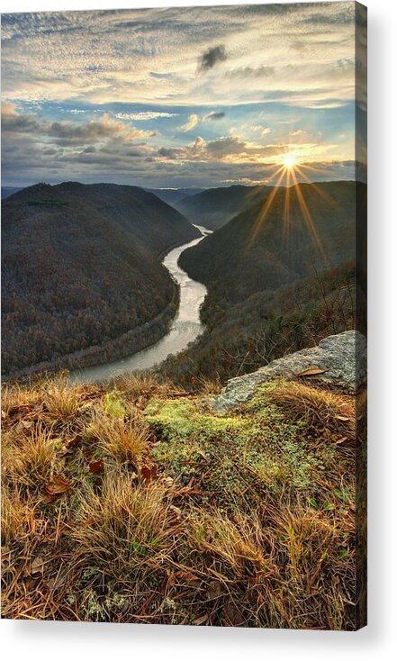 Landscape Nature River Mountains Grandview Sunrise Gorge west Virginia new River Acrylic Print featuring the photograph A Grand View by Jeff Burcher