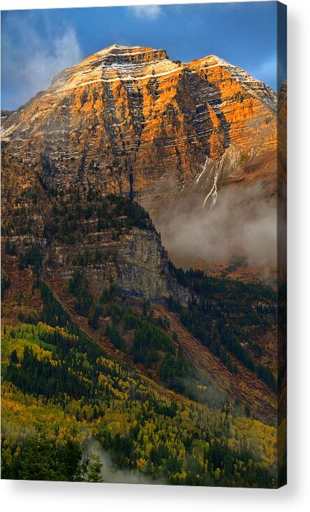 Mount Timpanogos Acrylic Print featuring the photograph Alpenglow on Mt. Timpanogos by Douglas Pulsipher
