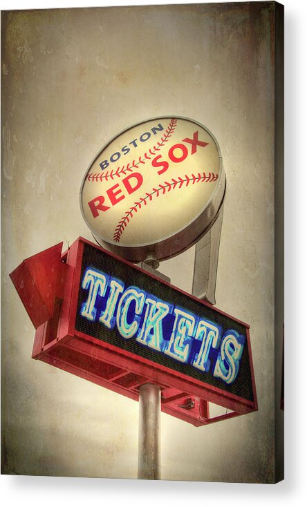Boston Red Sox Vintage Baseball Sign Acrylic Print featuring the photograph Boston Red Sox Vintage Baseball Sign by Joann Vitali