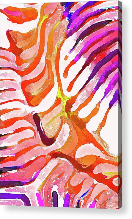 Nature Acrylic Print featuring the digital art Brain Coral Abstract 6 in Orange by ABeautifulSky Photography by Bill Caldwell