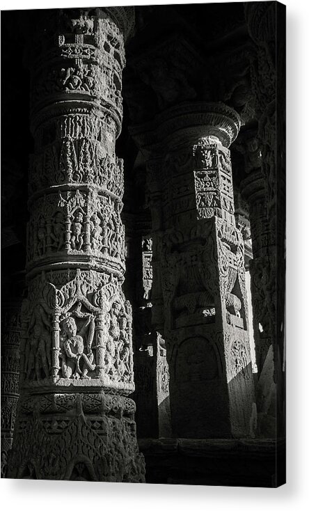 Carved Acrylic Print featuring the photograph Carved pillars by Hitendra SINKAR