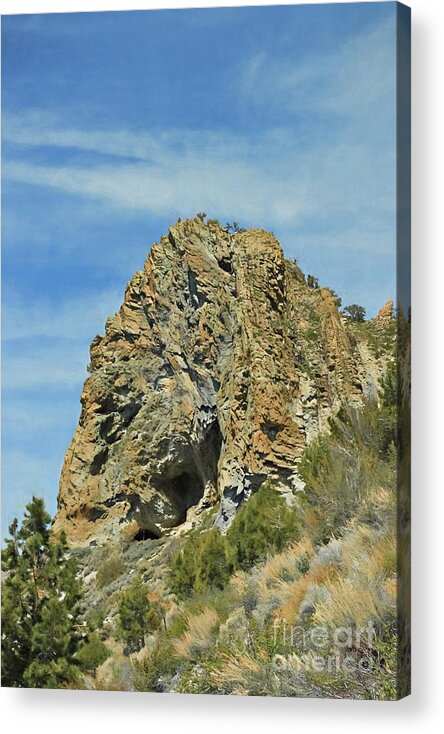 Cave Rock Acrylic Print featuring the photograph Cave Rock at Tahoe by Benanne Stiens